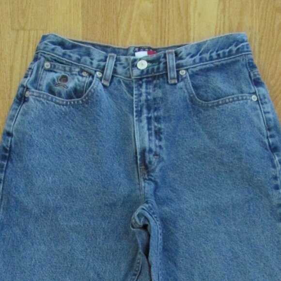 TOMMY HILFIGER WOMEN'S SIZE 6 X 27 JEANS STONE WASHED PERFECT T SPELLOUT FLAG 90 - Picture 3 of 16